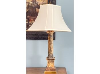 DESIGNER QUALITY MARBLE COLUMN TABLE LAMP