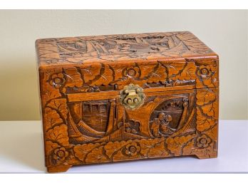 CHINESE CARVED CAMPHOR WOOD BOX