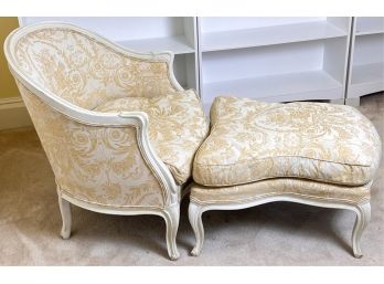 FRENCH STYLE ARMCHAIR & OTTOMAN