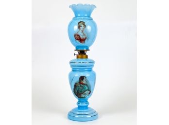 NAPOLEON & JOSEPHINE OPALINE GLASS OIL LAMP