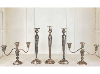 (2) PAIRS WEIGHTED STERLING CANDLESTICKS