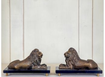 PAIR BOMBAY COMPANY RECUMBENT LION BOOKENDS