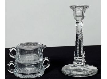 HEISEY GLASS: CANDLESTICK & 'REVERE' STACK SET