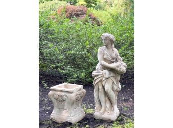 CAST STONE DIANA & MAIDENS STATUE ON PLINTH #2