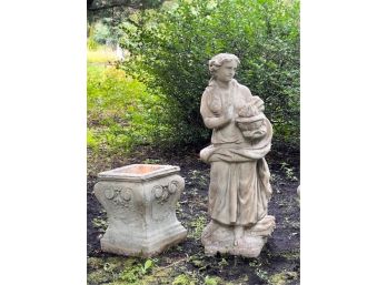 CAST STONE DIANA & MAIDENS STATUE ON PLINTH #3