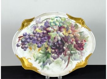 SERPENTINE LIMOGES TRAY w GRAPE DECORATION