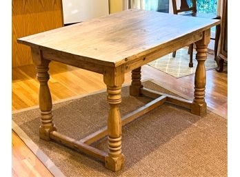 PRIMITIVE PINE FARMHOUSE TABLE ON TURNED LEGS