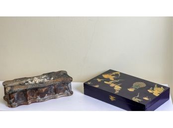 (2) DECORATIVE KEEPSAKE BOXES