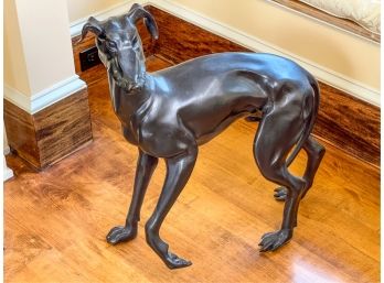 FREE STANDING BRONZE ITALIAN GREYHOUND SCULPTURE