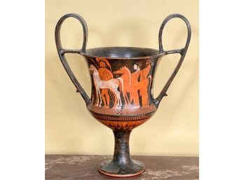 HAND PAINTED KANTHAROS STYLE VASE