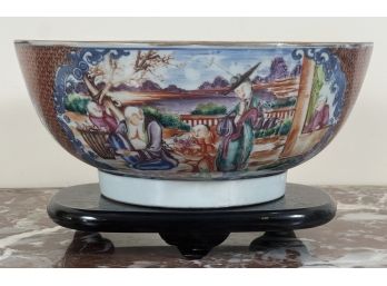 ANTIQUE CHINESE EXPORT BOWL ON STAND