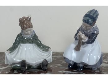 (2) ROYAL COPENHAGEN YOUNG GIRL FIGURES