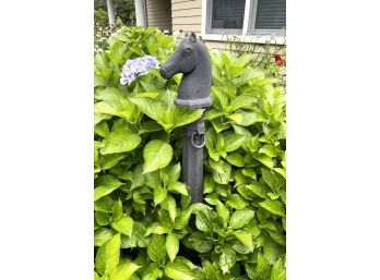 ANTIQUE CAST IRON HORSE HEAD HITCHING POST