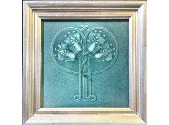 FRAMED ENGLISH TILE DEPICTING BLOSSOMS