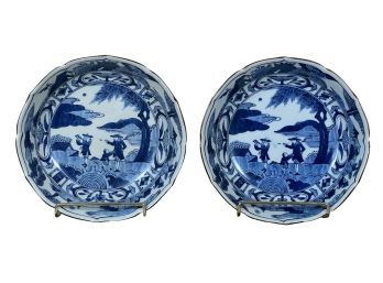 PAIR OF ASIAN BLUE & WHITE BOWLS