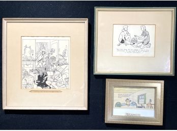 (3) FRAMED CARTOONS FROM PRINT PUBLICATIONS