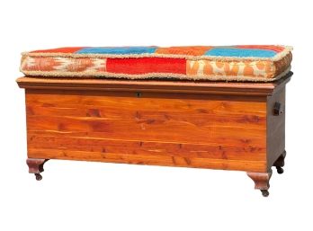 CEDAR CHEST WITH BRACKET FEET ON CASTORS