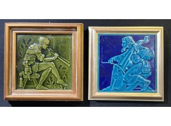 (2) FRAMED MUSICIAN TILES: CELLIST AND FLUTIST