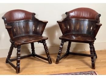 PAIR OF VIKING OAK ARM CHAIRS BY ROMWEBER