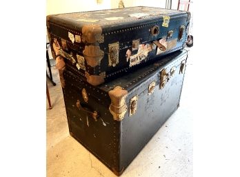 (2) VINTAGE STEAMER TRUNKS