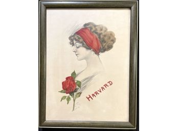 HARVARD VINTAGE PROFILE PAINTING OF YOUNG LADY