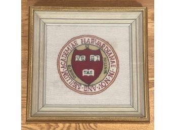 VINTAGE FRAMED NEEDLEWORK OF HARVARD LOGO