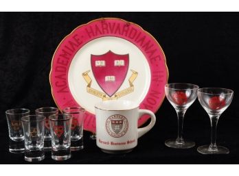 4 PIECES OF HARVARD-RELATED GLASS & CHINA