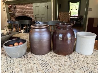 (4) VINTAGE STONEWARE CROCKS