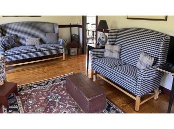 (2) JOHNSTON BENCHWORKS UPHOLSTERED SETTLES