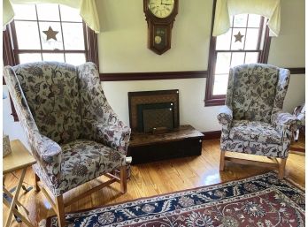 (2) JOHNSTON BENCHWORKS UPHOLSTERED WING CHAIRS