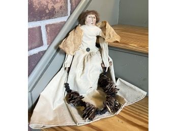 VINTAGE FOLK ART APPLEHEAD ANGEL DOLL