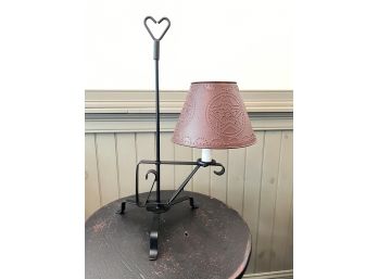 CONTEMPORARY IRON TABLE LAMP W/  PIERCED SHADE