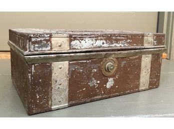 ANTIQUE PAINTED METAL SAFE BOX