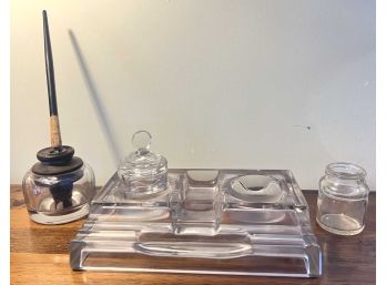 VINTAGE INK STAND AND INK WELL LOT