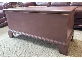 CHIPPENDALE BLANKET CHEST IN OLD RED PAINT