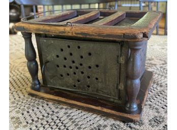 ANTIQUE FOOT WARMER WITH ORIGINAL SURFACE