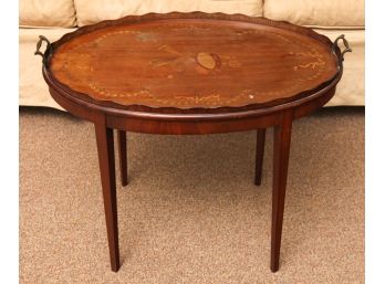 MARQUETRY INLAY BUTLERS TRAY TABLE