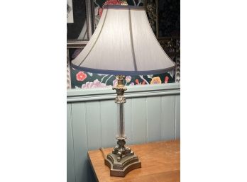 GLASS and PATINATED TABLE LAMP