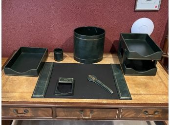 (6) PIECE LEATHER DESK ACCESSORIES