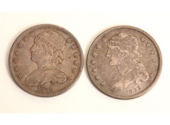 (2) CAPPED BUST QUARTERS