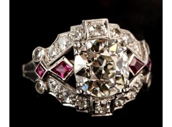 LARGE PLATINUM 2 CARAT DIAMOND RING