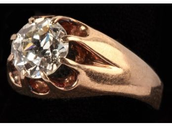 LARGE 14k GOLD 2 CARAT DIAMOND MEN'S RING