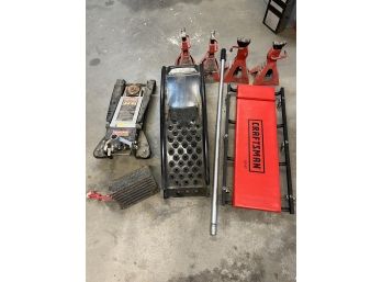 (4) JACK STANDS And A CRAFTSMAN PRO 4 TON FLOOR JACK