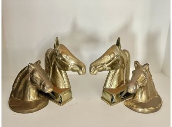 (2) PAIR OF HORSE-FORM BRASS BOOKENDS