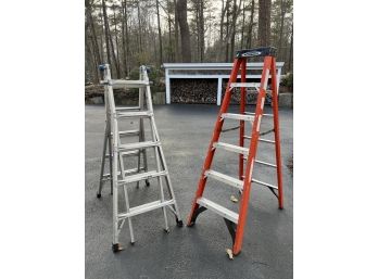 WERNER 300lb 21ft LADDER and (2) FOLDING EXAMPLES