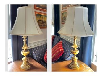 PAIR OF BRASS TABLE LAMPS