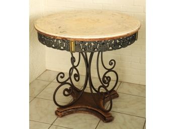 CAST IRON & ZINC ALLOY MARBLE TOP CENTER TABLE