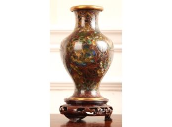 SMALL CLOISONNE VASE on STAND