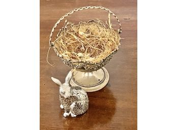 SWING HANDLE BASKET and CHRISTOFLE RABBIT