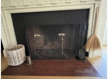 BRASS & IRON FIREPLACE SET